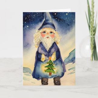 Christmas wishes gnome holiday card