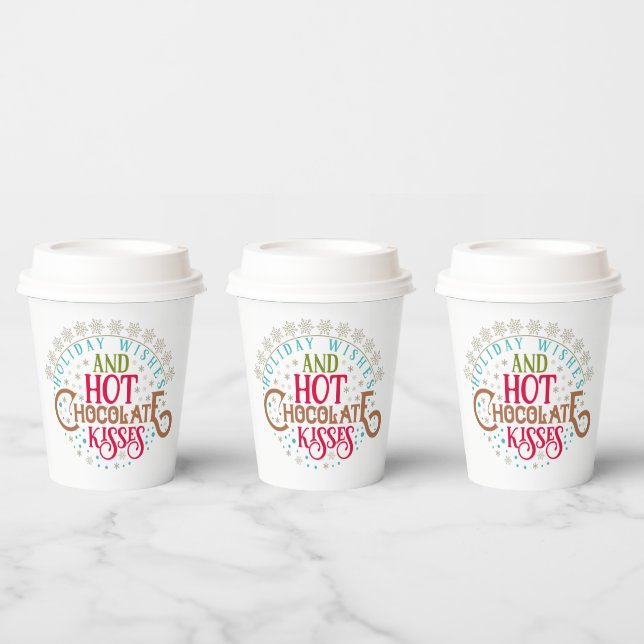 Christmas wishes hot chocolate kisses paper cups (Multi)