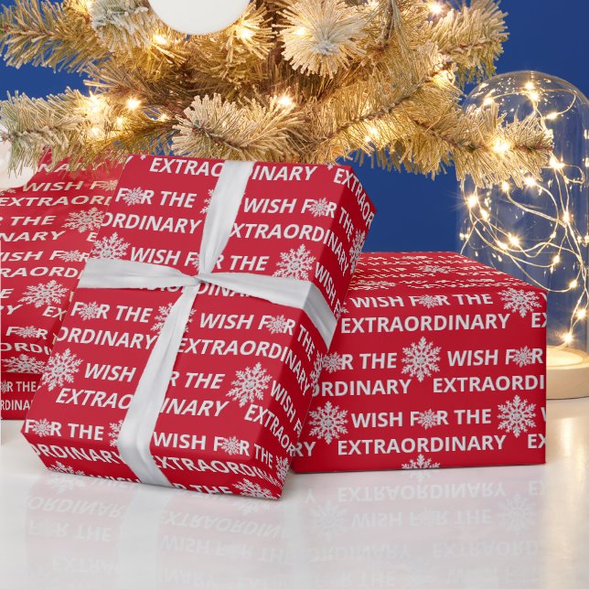 Christmas Wishes on Red  Wrapping Paper (Holidays)