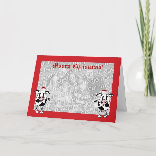 Christmas wishes photo cow card template (Front)