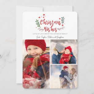 Christmas Wishes Pine Tree 3 Photos Card