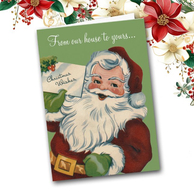 Christmas Wishes Retro Santa Claus Card (Creator Uploaded)