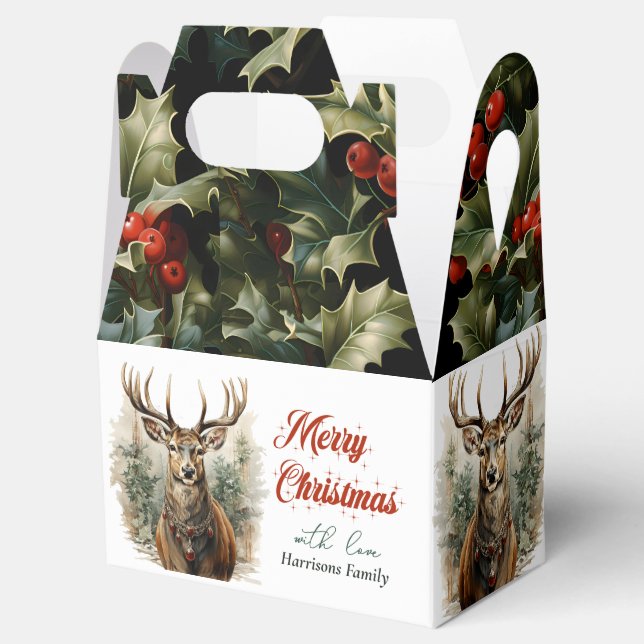 Christmas Wishes Rustic Reindeer  Favor Box (Opened)