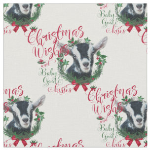 Christmas Wishes sm Baby Goat Kisses Alpine Goat Fabric