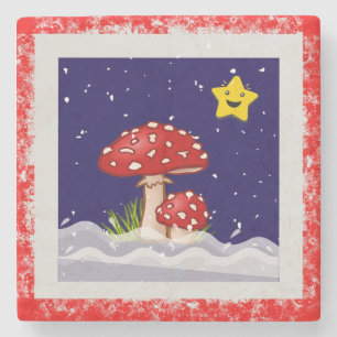Christmas Wishes, snowing days Stone Coaster
