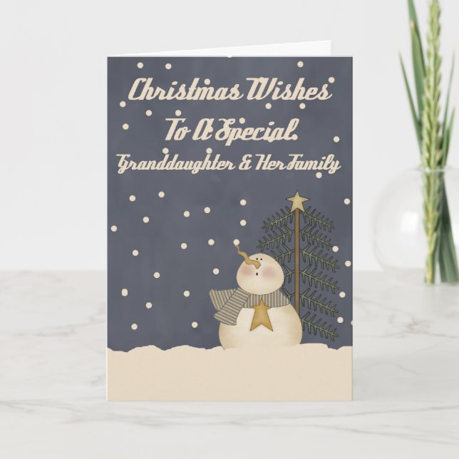 Christmas Wishes To Special Granddaughter & Family Holiday Card (Front)