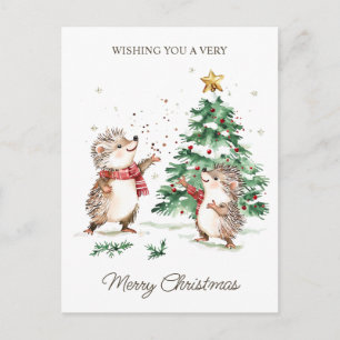 Christmas Wishes Tree Hedgehog Postcard