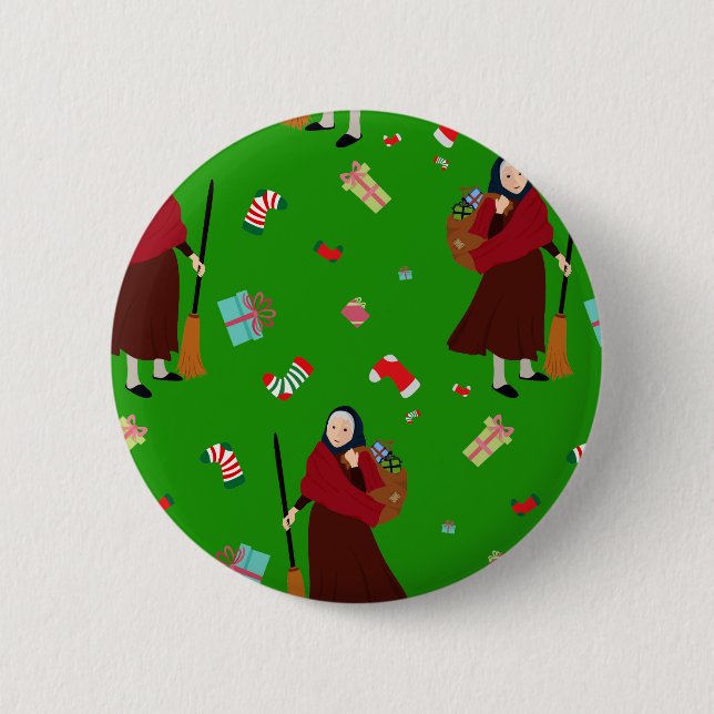 christmas witch Befana 2 Inch Round Button (Front)