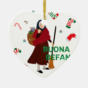christmas Witch buona Befana Ceramic Ornament