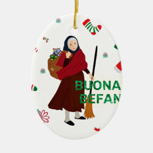 christmas Witch buona Befana Ceramic Ornament