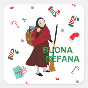 christmas Witch buona Befana Square Sticker