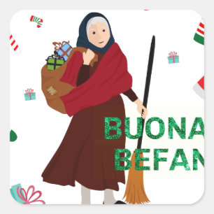 christmas Witch buona Befana Square Sticker