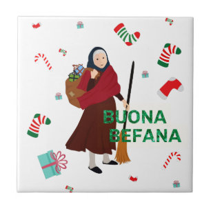 christmas Witch buona Befana Tile