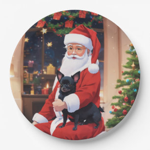 Christmas with a happy chihuahua dog paper plate