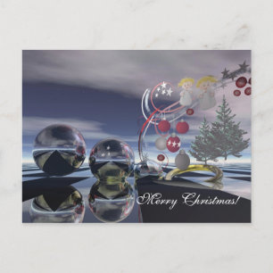 Christmas with angels holiday postcard