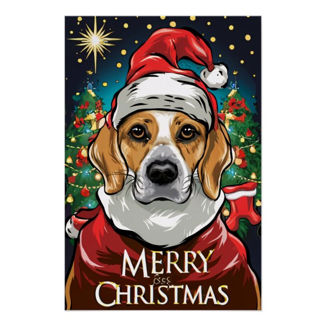 Christmas with Beagle Poster (Front)