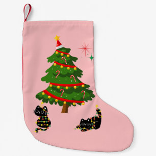 Christmas With Black Cats Small Christmas Stocking