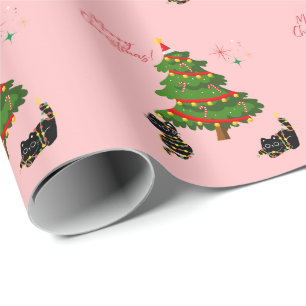 Christmas With Black Cats Wrapping Paper