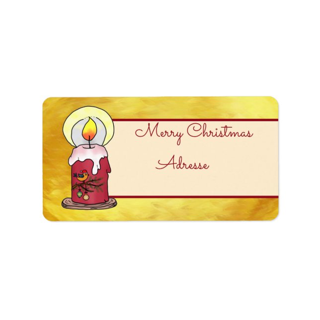 Christmas with candle postcard label (Front)