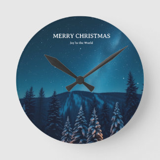 Christmas with Celestial Moon Phases, Winter Night Round Clock