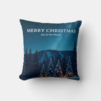 Christmas with Celestial Moon Phases, Winter Night Throw Pillow