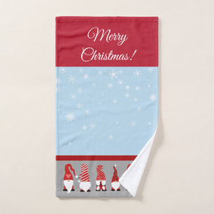 Christmas with Gnomes Blue Red and Gray