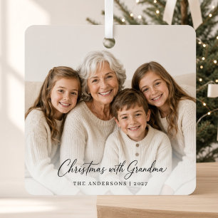 Christmas With Grandma Personalized Grandchildren Metal Ornament