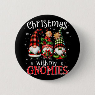 Christmas With My Gnomies Buffalo Plaid Gnome Fami 2 Inch Round Button