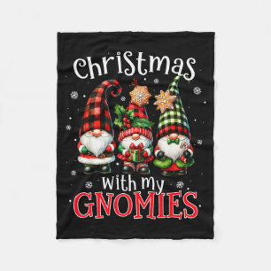 Christmas With My Gnomies Buffalo Plaid Gnome Fami Fleece Blanket
