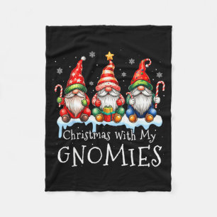 Christmas With My Gnomies Buffalo Plaid Gnome Fami Fleece Blanket