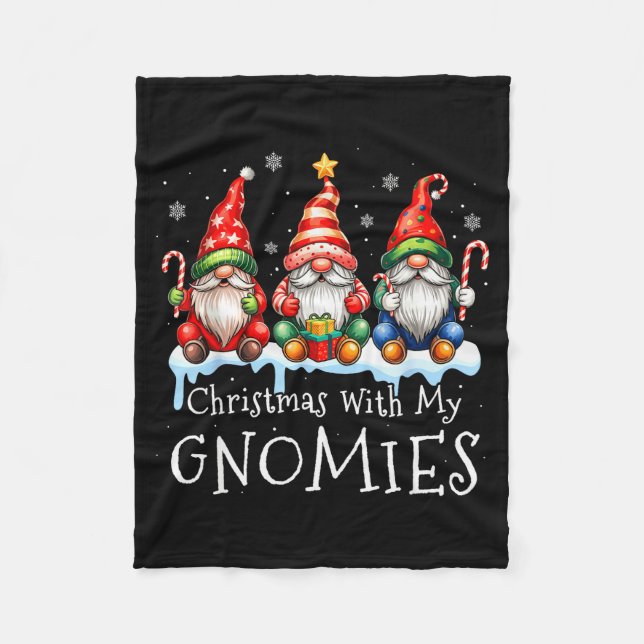 Christmas With My Gnomies Buffalo Plaid Gnome Fami Fleece Blanket (Front)
