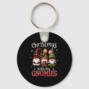 Christmas With My Gnomies Buffalo Plaid Gnome Fami Keychain