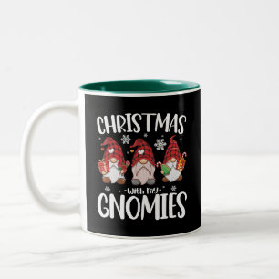 Christmas With My Gnomies Buffalo Red Plaid Gnome  Two-Tone Coffee Mug