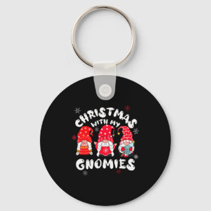 Christmas With My Gnomies,funny Christmas Pajamas  Keychain