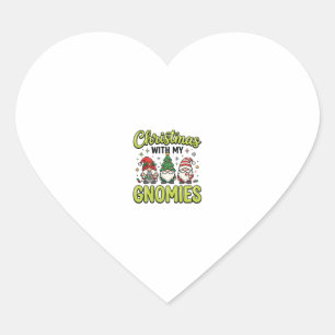 Christmas With My Gnomies Gnome Design Heart Sticker