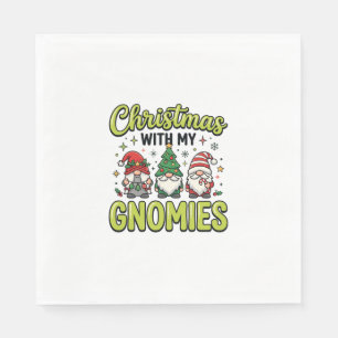 Christmas With My Gnomies Gnome Design Napkin