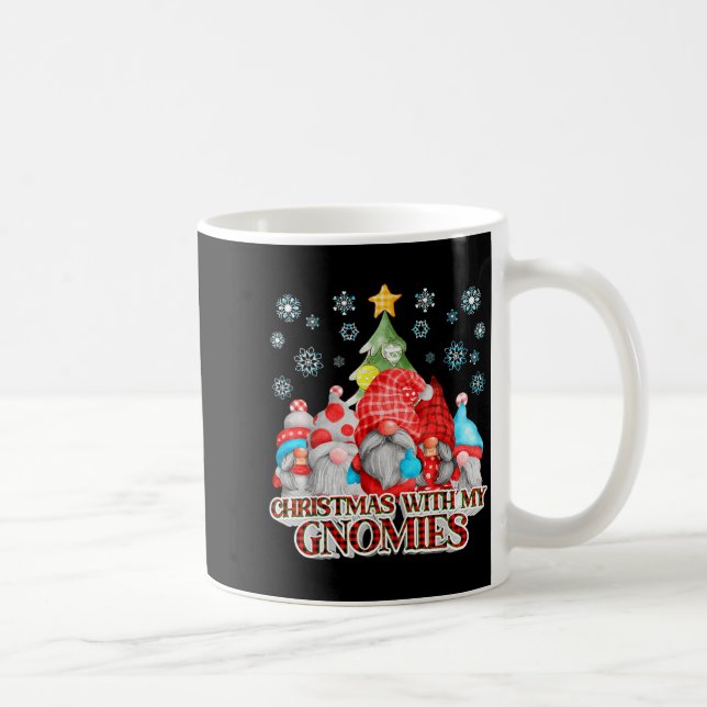 Christmas With My Gnomies Plaid Gnome Group Pajama Coffee Mug (Right)