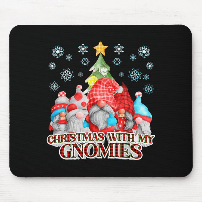 Christmas With My Gnomies Plaid Gnome Group Pajama Mouse Pad (Front)