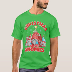 Christmas With My Gnomies Plaid Matching Christmas T-Shirt