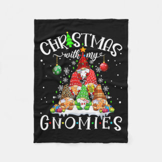 Christmas With My Gnomies Xmas Pajama Pine Tree Gn Fleece Blanket