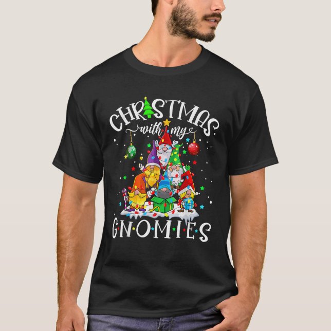 Christmas With My Gnomies Xmas Pajama Pine Tree Gn T-Shirt (Front)