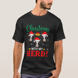 Christmas With My Herd Matching Funny Cows Pajama  T-Shirt
