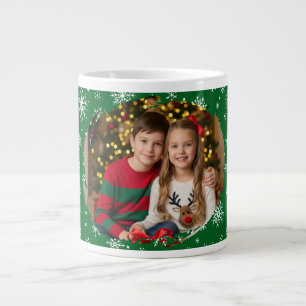 Christmas with picture and Snow green Large Coffee Mug