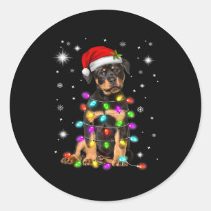 Christmas With Rottweiler Dog Classic Round Sticker