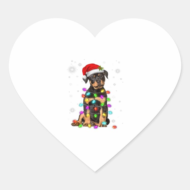 Christmas With Rottweiler Dog  Heart Sticker (Front)