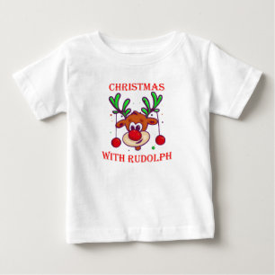 Christmas with Rudolph - Cartoon by Renne Noël Baby T-Shirt