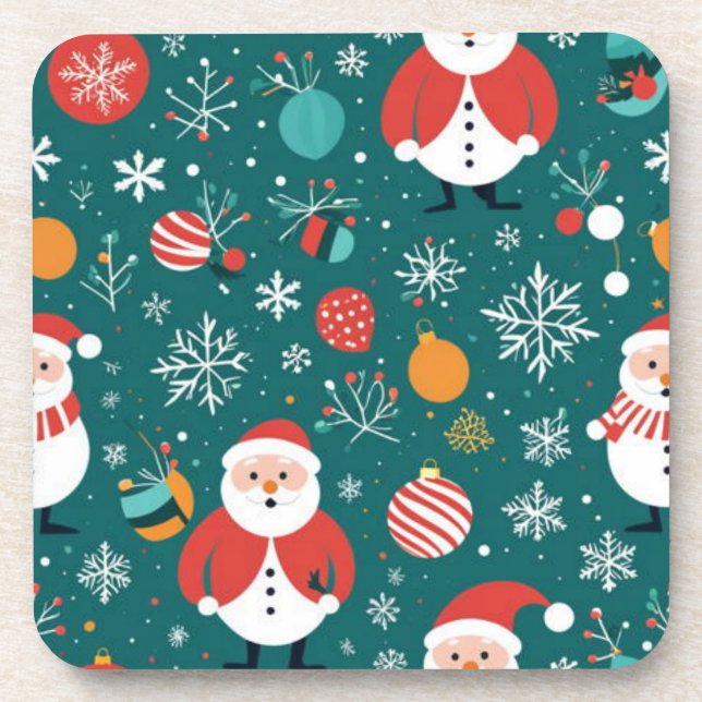 Christmas with Santa pattern Coaster (Front)
