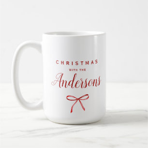 Christmas with the family - red ribbon coffee mug