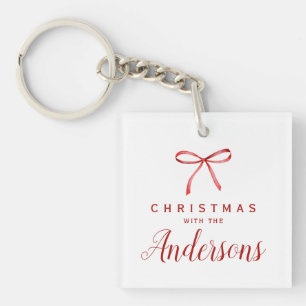 Christmas with the family - red ribbon keychain