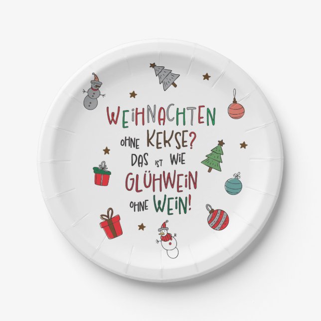 Christmas without cookies? funny Christmas Paper Plate (Front)